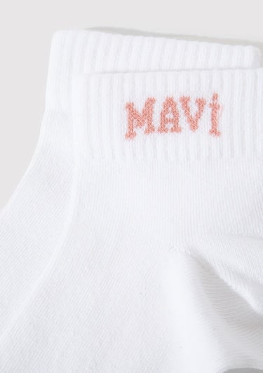  Mavi Mavi Logo Detaylı Beyaz Patik Çorap 1912785-20454