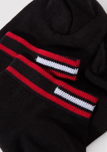  Mavi Çizgi Detaylı Siyah Patik Çorap 0911609-900