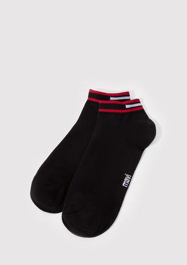  Mavi Çizgi Detaylı Siyah Patik Çorap 0911609-900