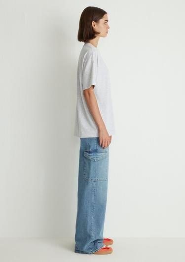  Mavi Bisiklet Yaka Basic Gri Tişört Loose Fit / Bol Rahat Kesim 1612188-80196