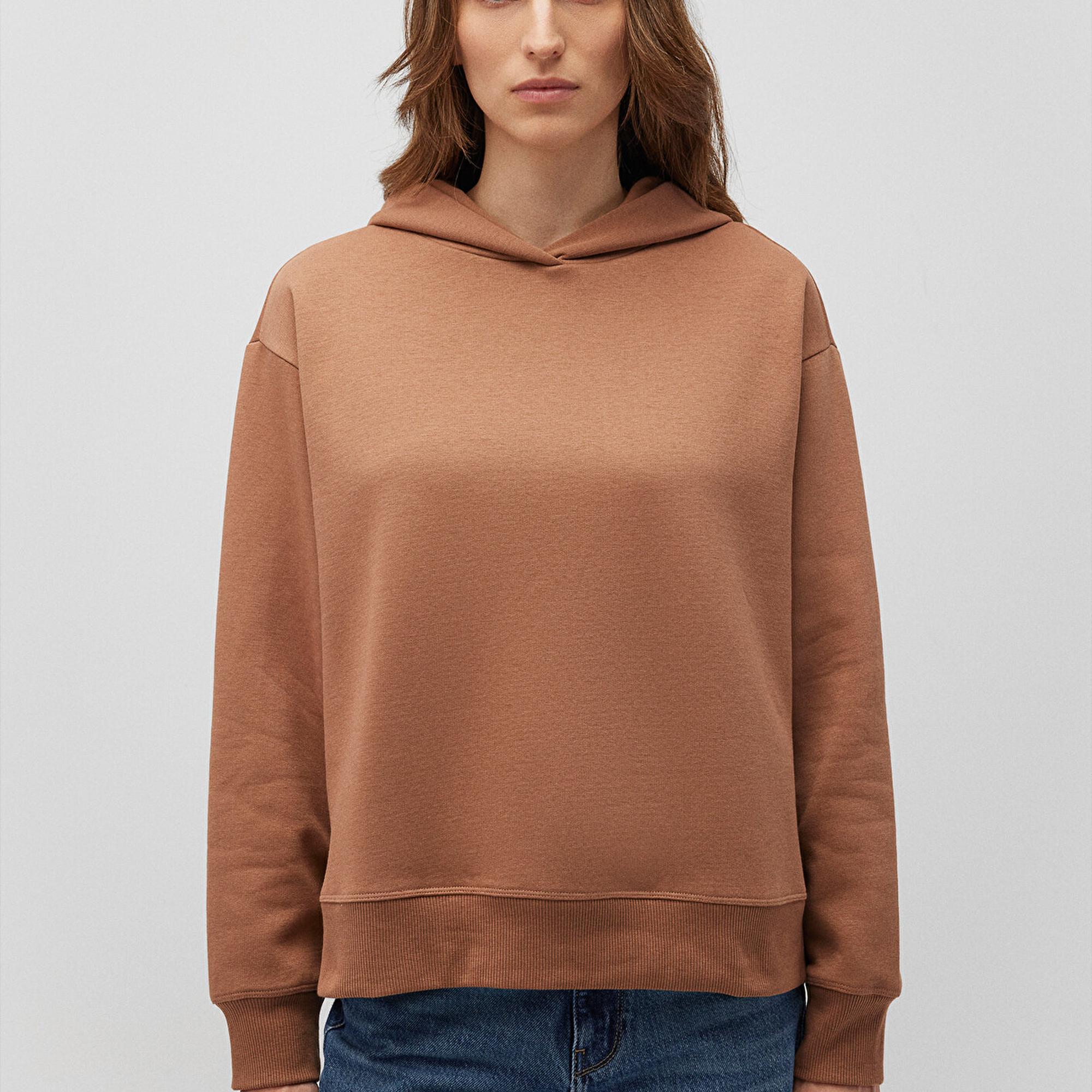 Mavi Kapüşonlu Kahverengi Sweatshirt 1S10191-70374