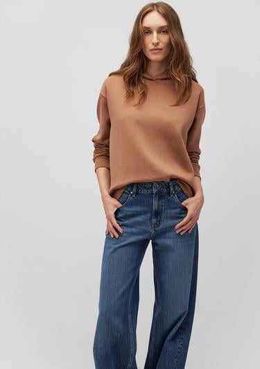  Mavi Kapüşonlu Kahverengi Sweatshirt 1S10191-70374