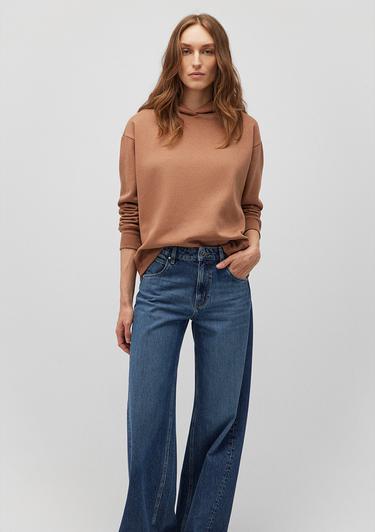  Mavi Kapüşonlu Kahverengi Sweatshirt 1S10191-70374