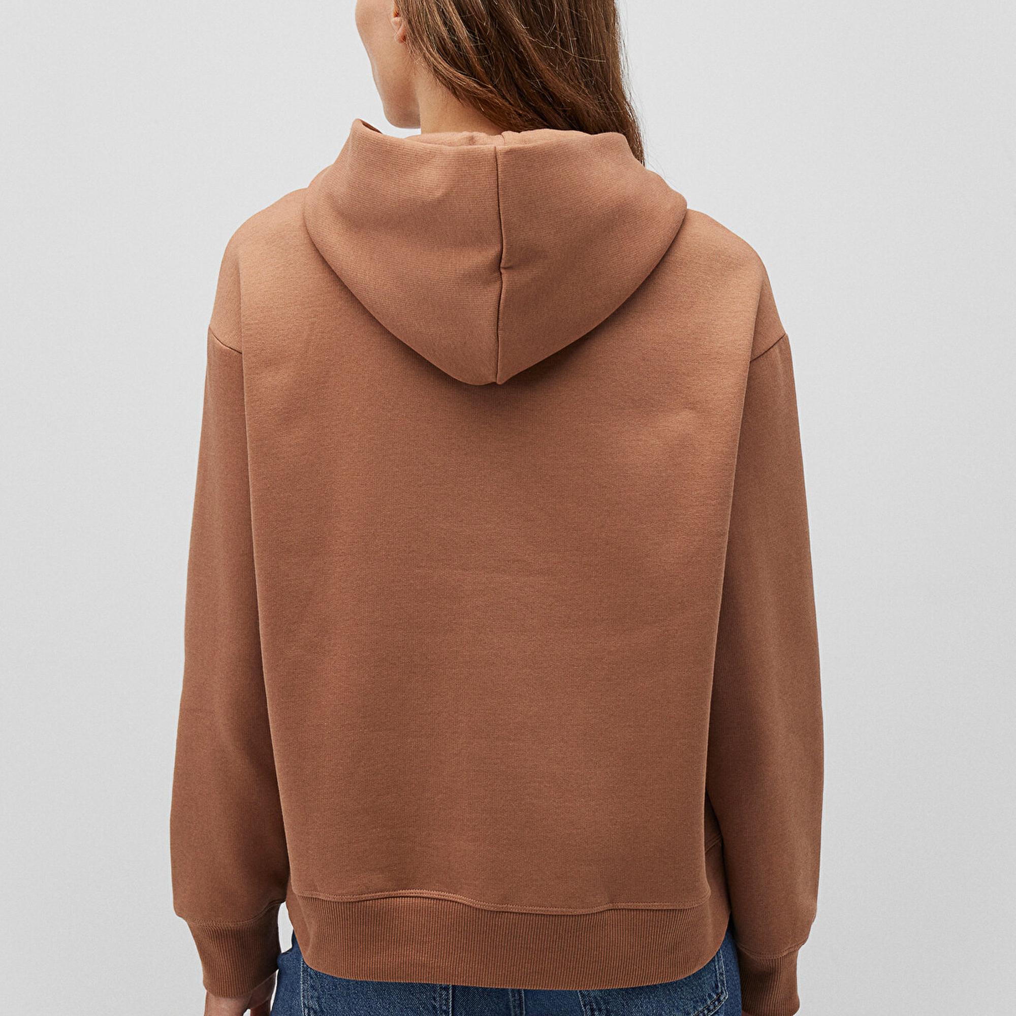 Mavi Kapüşonlu Kahverengi Sweatshirt 1S10191-70374