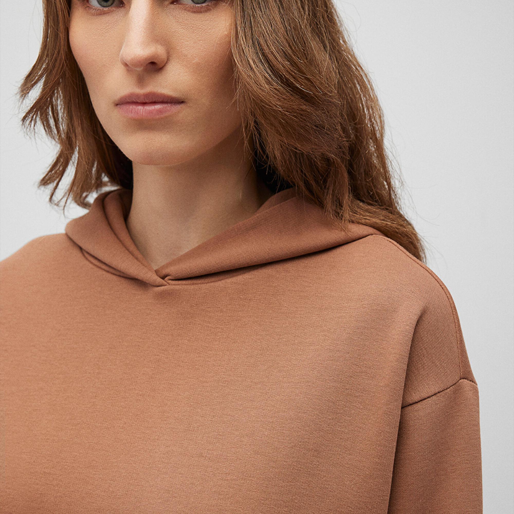 Mavi Kapüşonlu Kahverengi Sweatshirt 1S10191-70374