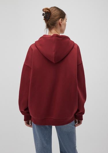  Mavi Kapüşonlu Fermuarlı Bordo Sweatshirt 1610221-85493