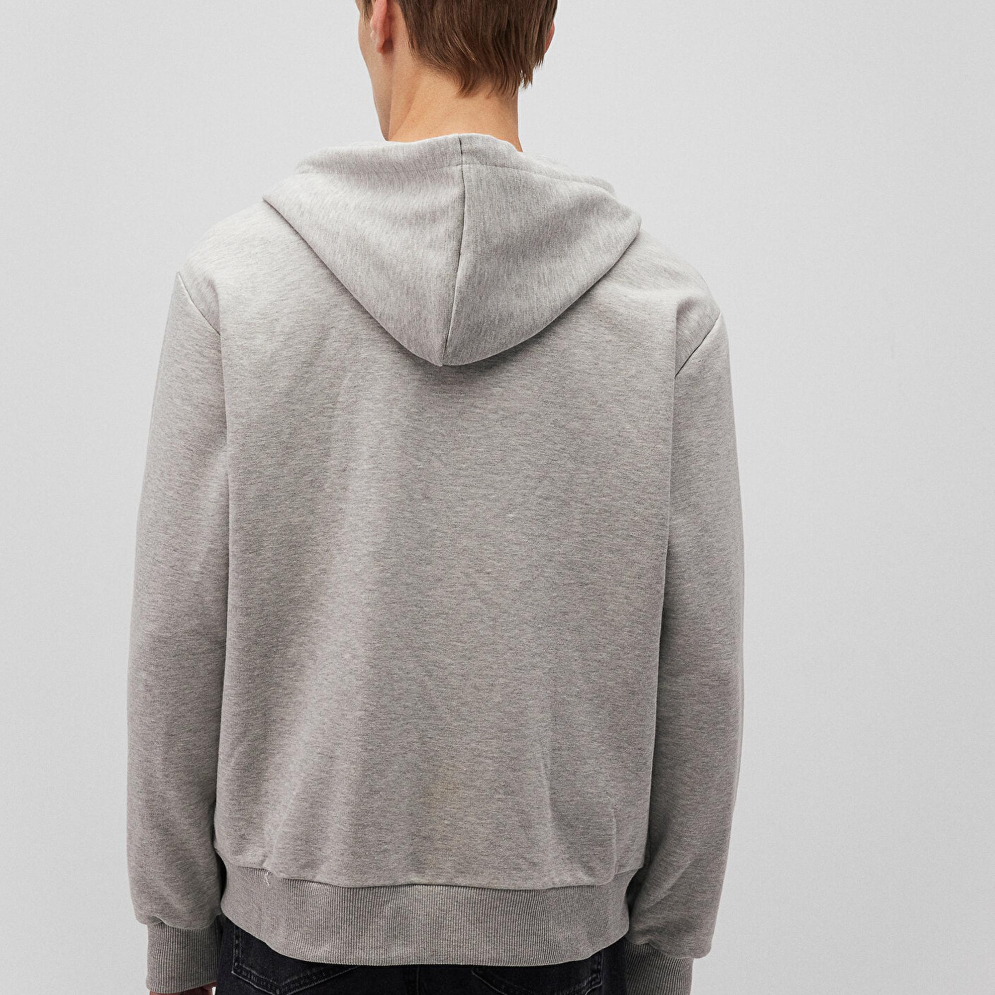 Mavi MVJNS Logo Baskılı Fermuarlı Kapüşonlu Gri Sweatshirt 0S10193-80196