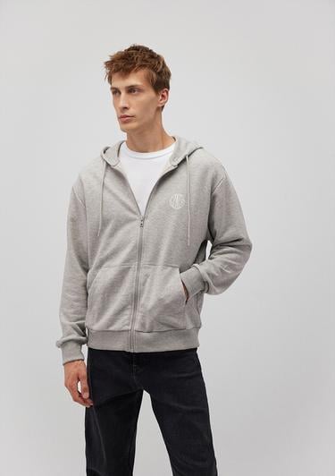  Mavi MVJNS Logo Baskılı Fermuarlı Kapüşonlu Gri Sweatshirt 0S10193-80196