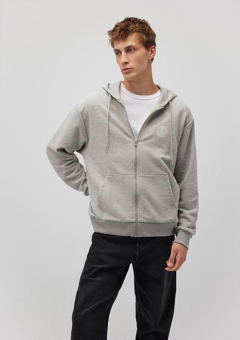  Mavi MVJNS Logo Baskılı Fermuarlı Kapüşonlu Gri Sweatshirt 0S10193-80196