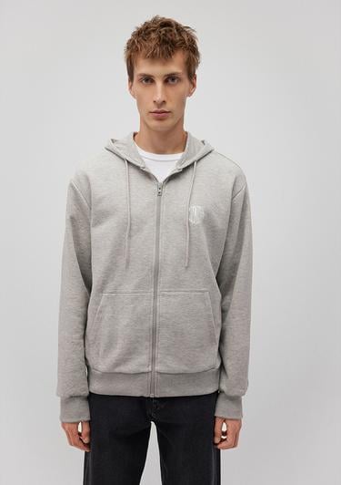  Mavi MVJNS Logo Baskılı Fermuarlı Kapüşonlu Gri Sweatshirt 0S10193-80196