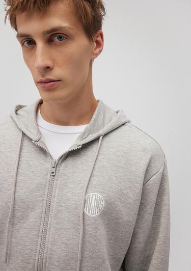  Mavi MVJNS Logo Baskılı Fermuarlı Kapüşonlu Gri Sweatshirt 0S10193-80196