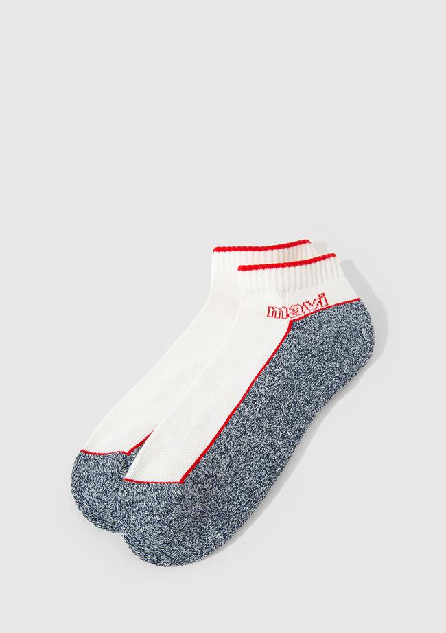  Mavi Mavi Logo Detaylı Beyaz Patik Çorap 0911604-620