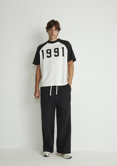  Mavi Geniş Paça Siyah Basic Eşofman Altı 0010338-900