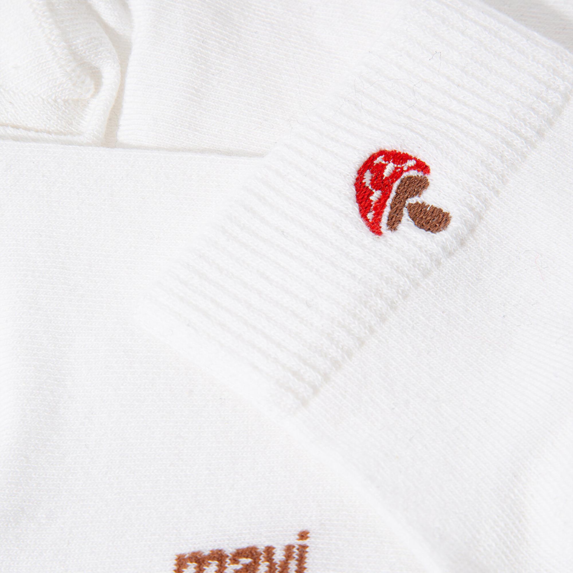 Mavi Mantar Nakış İşlemeli Beyaz Soket Çorap 1912755-620