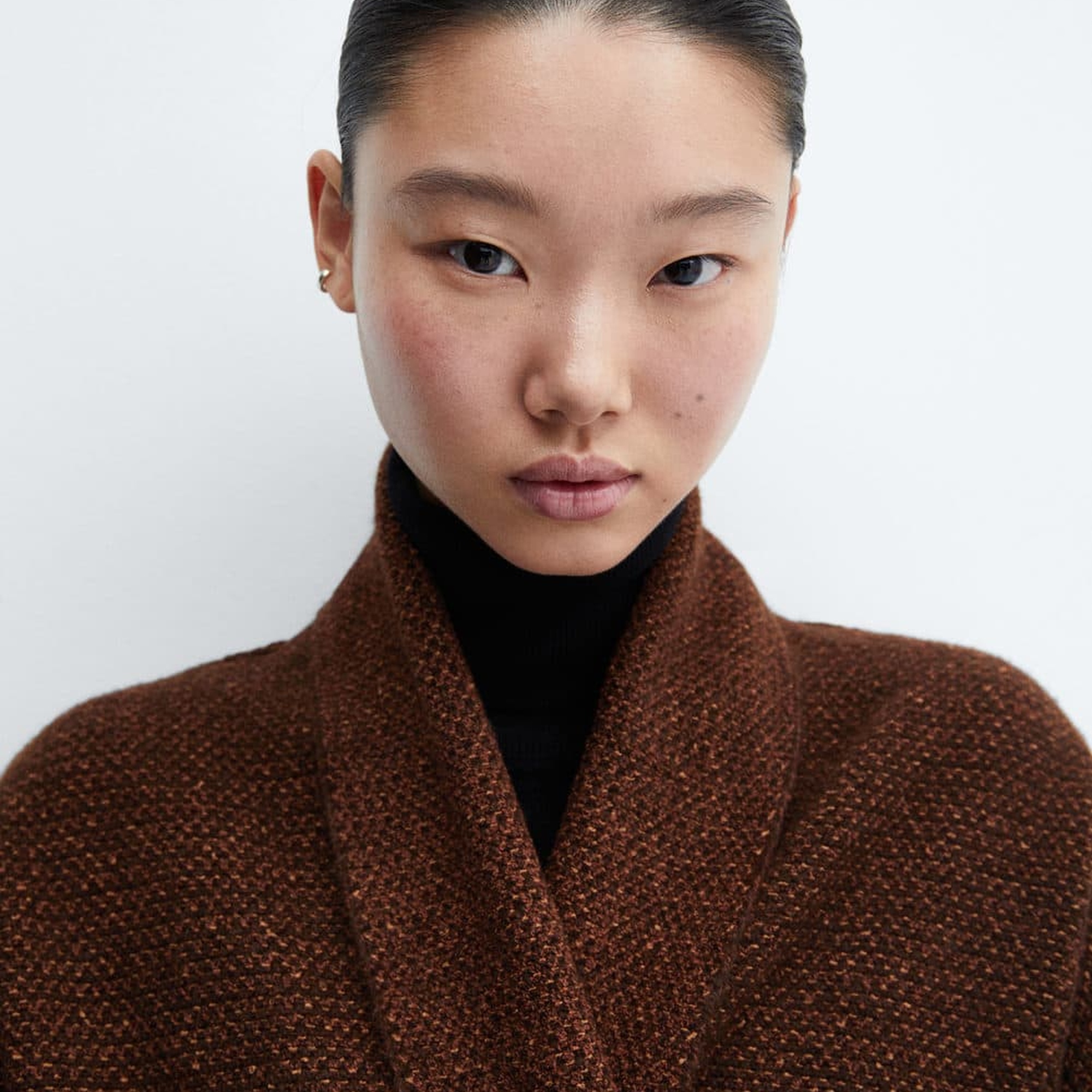 Mango Kadın Cepli Oversize Triko Palto Kahverengi