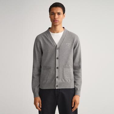  Gant Erkek Gri Regular Fit Düğmeli Yaka Hırka