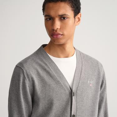  Gant Erkek Gri Regular Fit Düğmeli Yaka Hırka