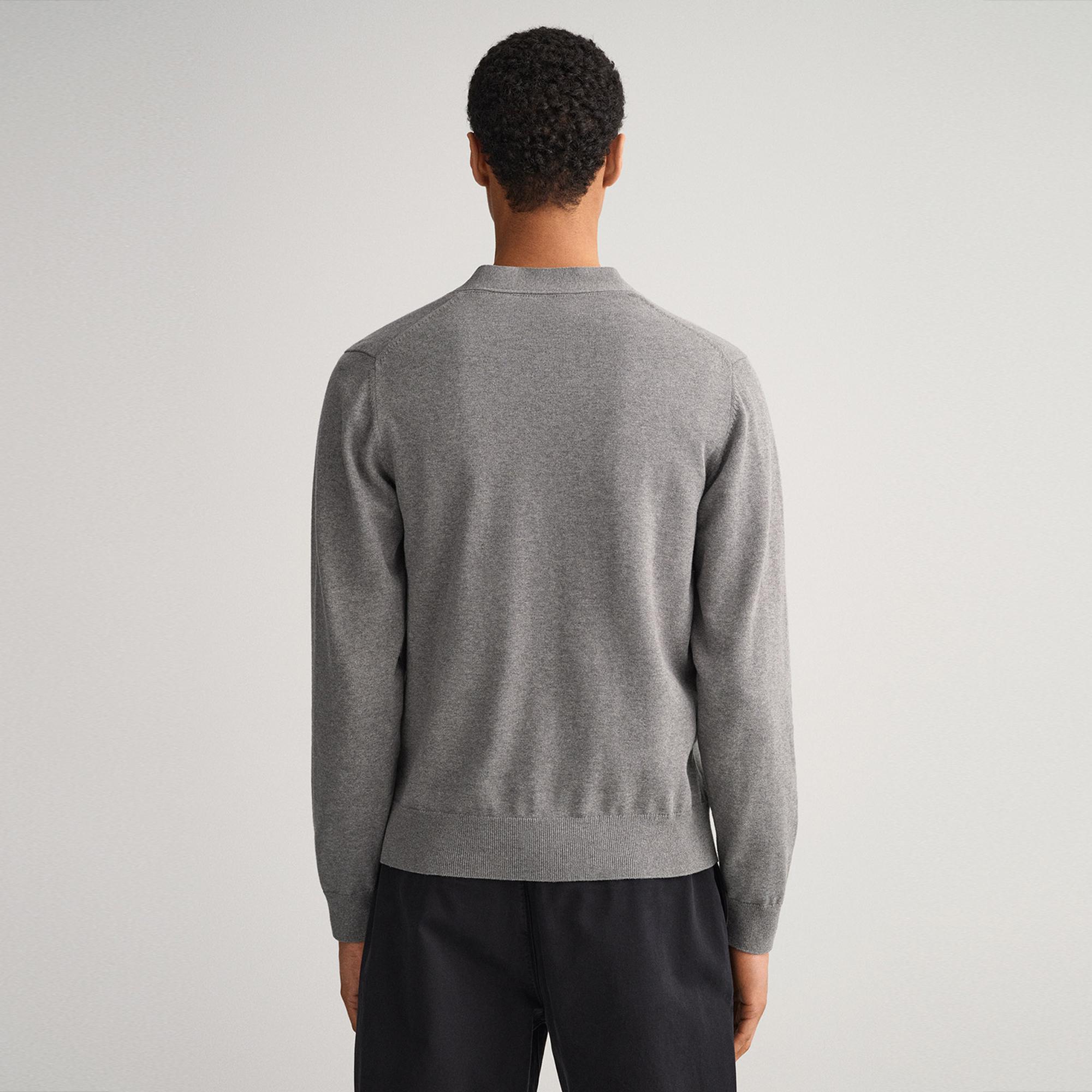 Gant Erkek Gri Regular Fit Düğmeli Yaka Hırka