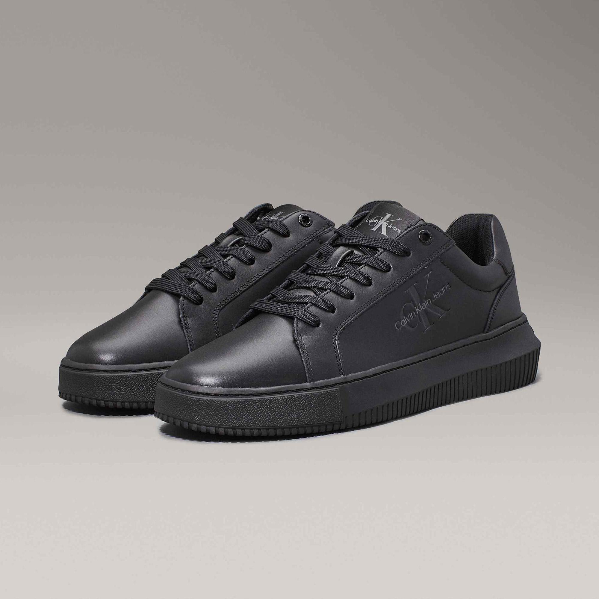 Calvin Klein Jeans Chunky Cupsole Mono Leather Erkek Siyah Sneaker