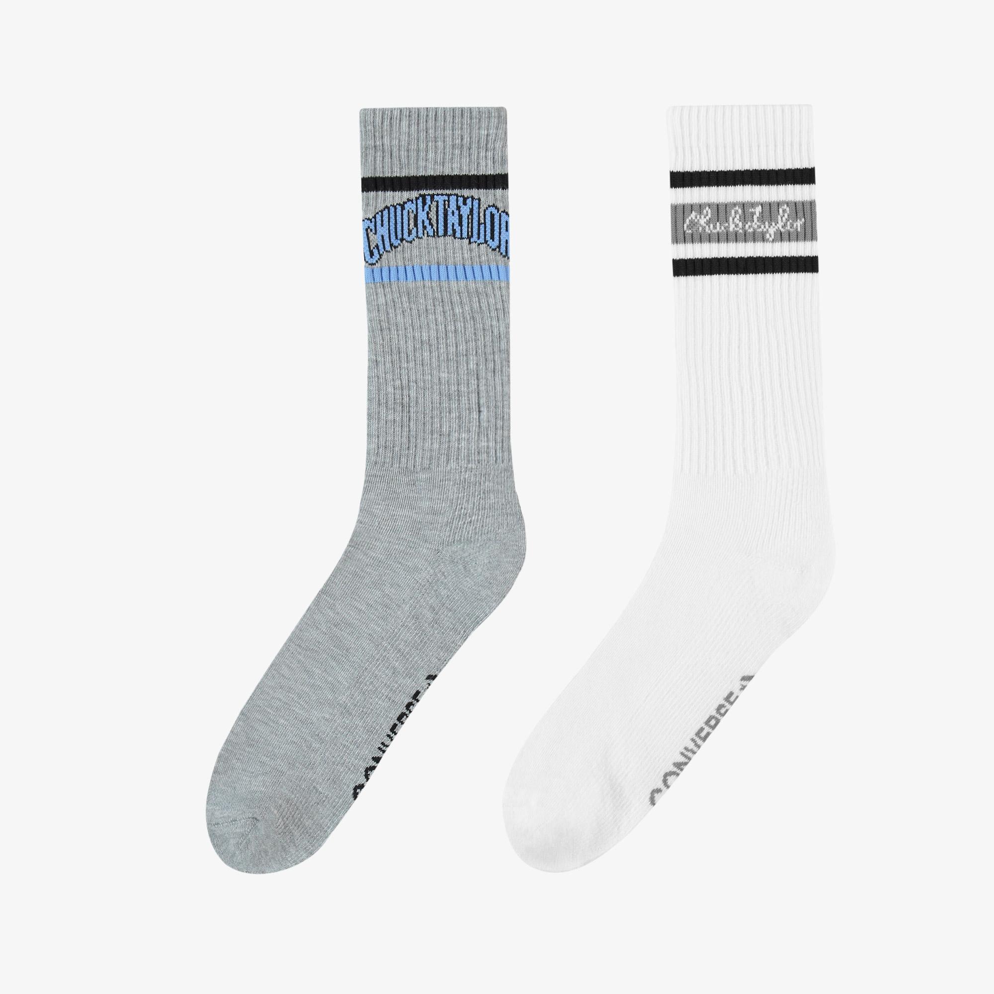 Converse Chuck Taylor Crew 2'li Unisex Beyaz/Gri Çorap