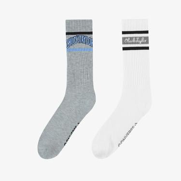  Converse Chuck Taylor Crew 2'li Unisex Beyaz/Gri Çorap