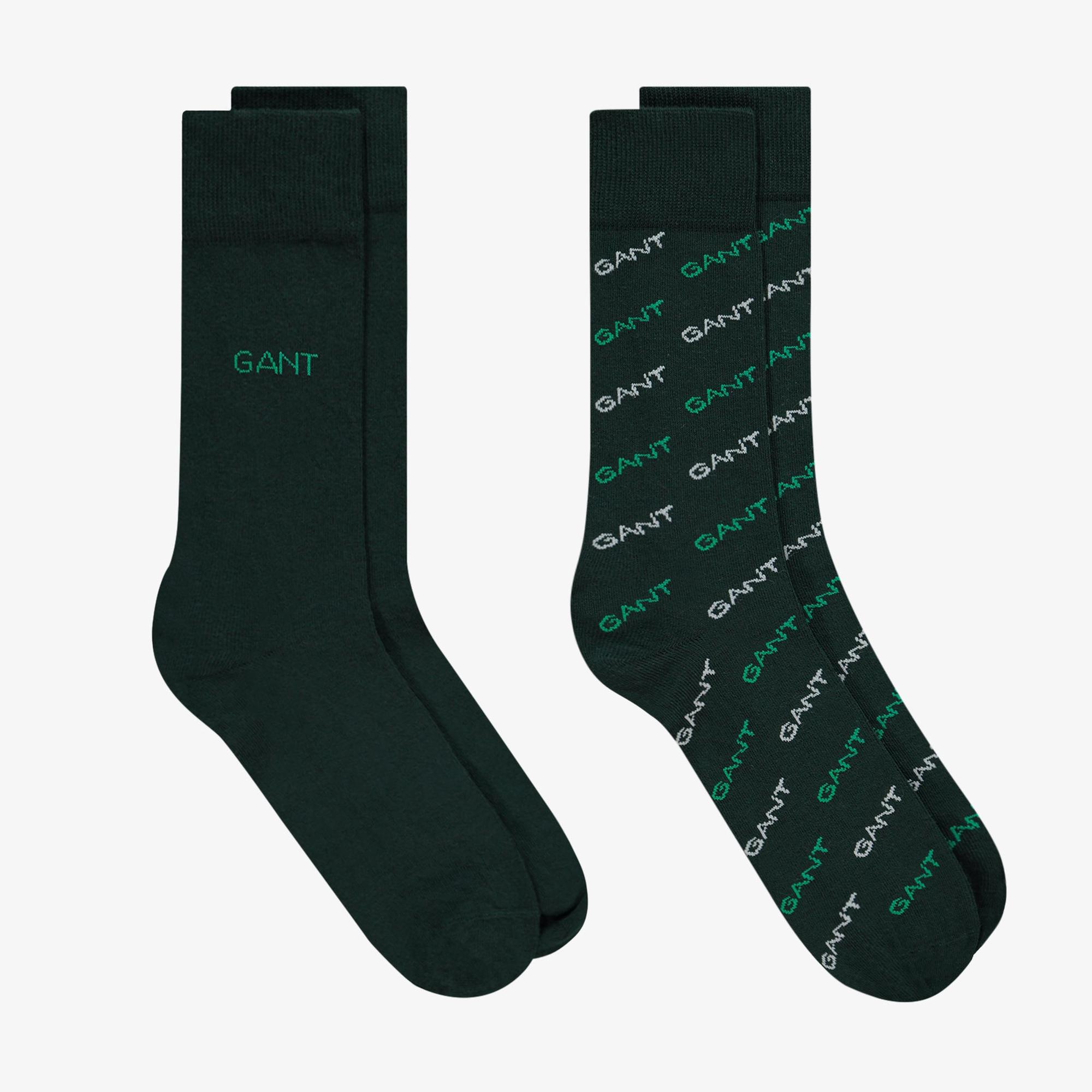 GANT Unisex Yeşil 2'li  Logolu Çorap