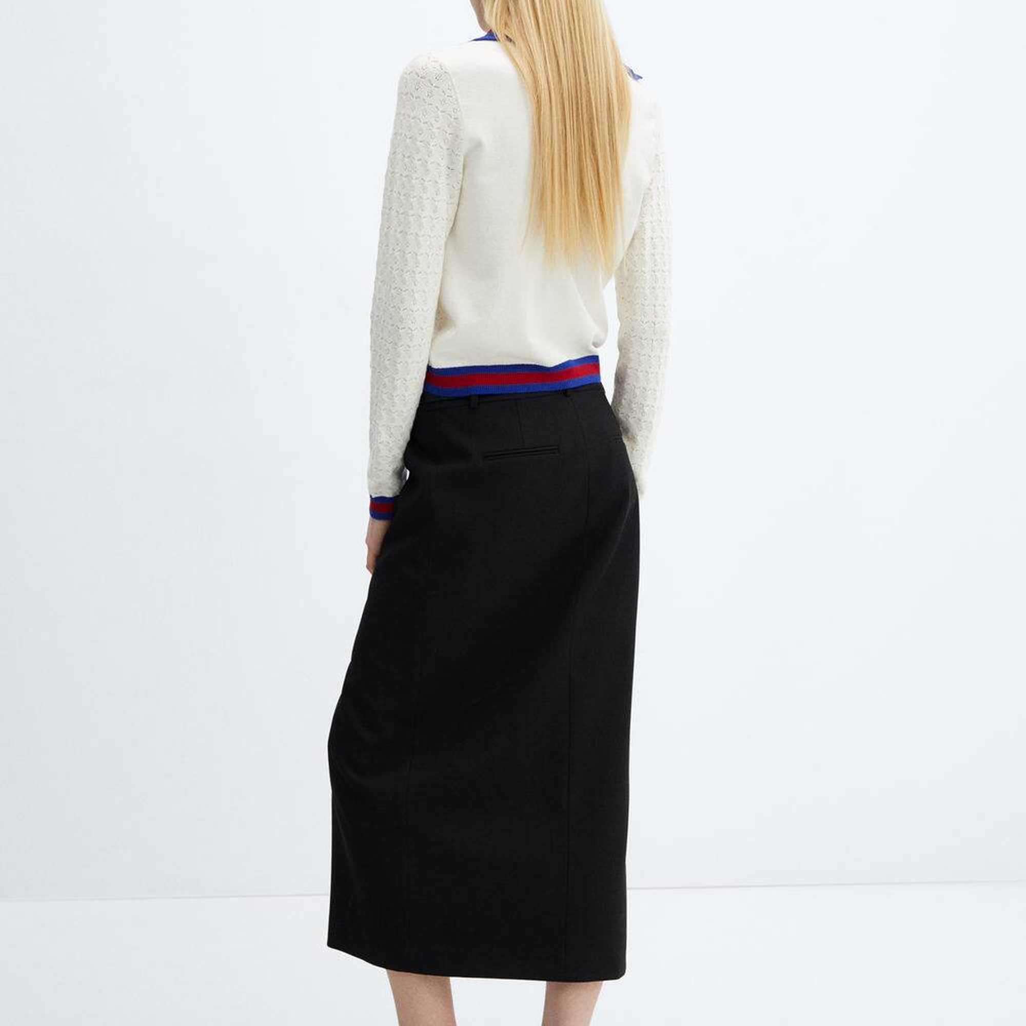 Mango Kadın Polo Yaka Kazak Kırık Beyaz