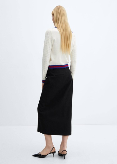  Mango Kadın Polo Yaka Kazak Kırık Beyaz