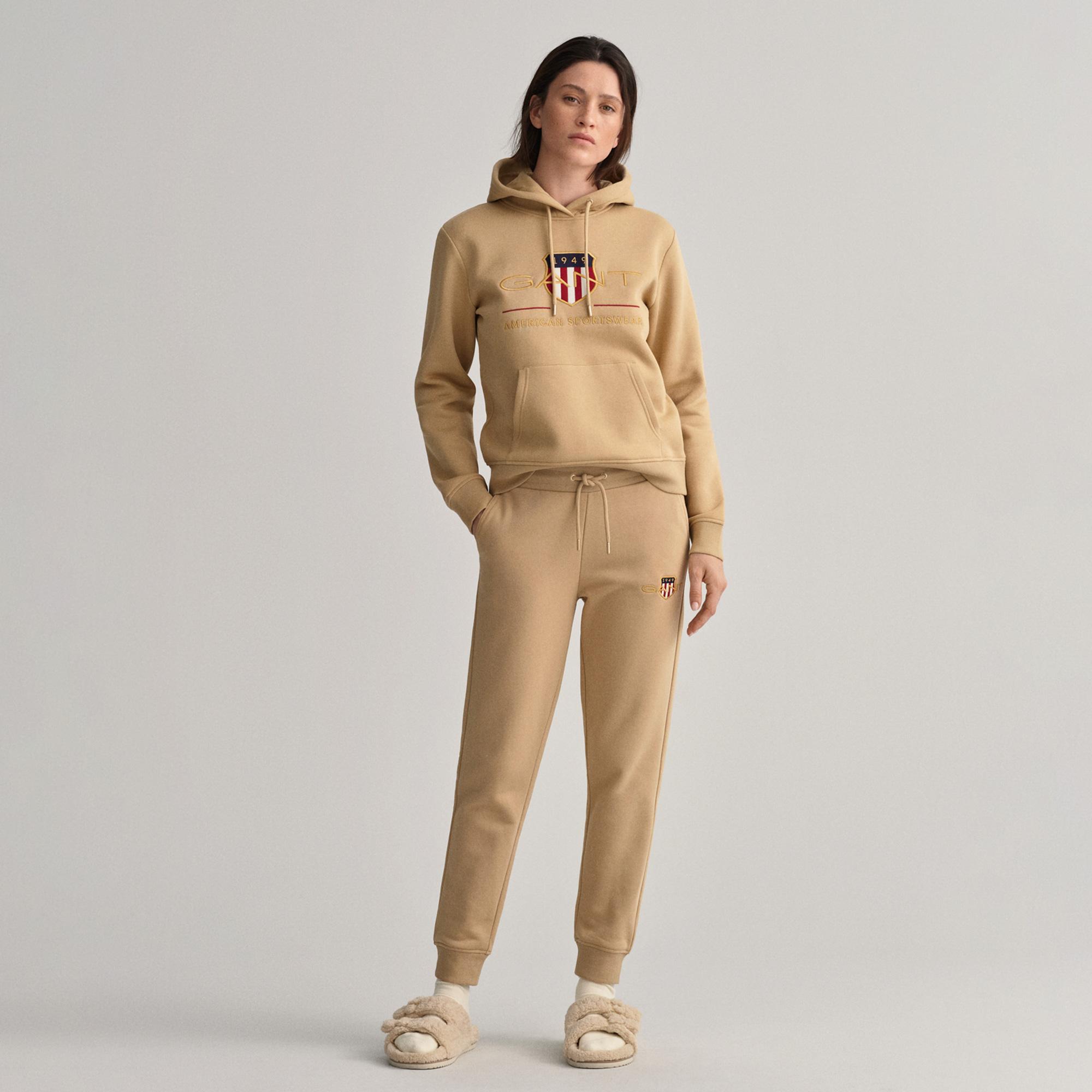 Gant Kadın Bej Slim Fit Logolu Eşofman Altı