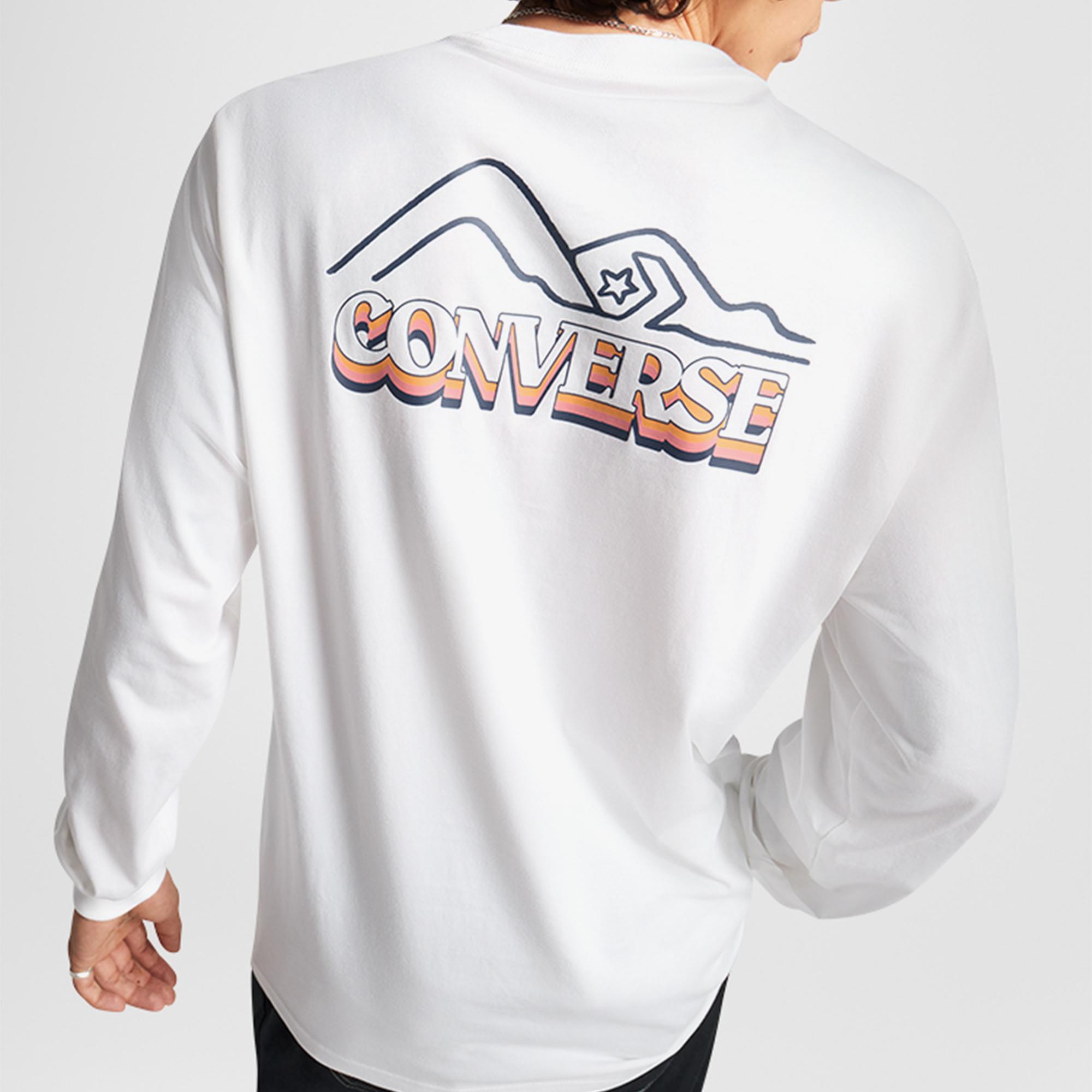 Converse Winter Vibes Ls Graphic Erkek Beyaz Sweatshirt