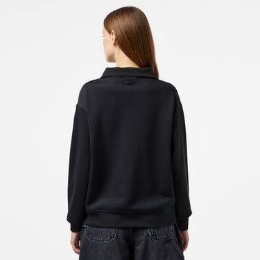  Kadın Regular Fit Fermuarlı Dik Yaka Siyah Sweatshirt