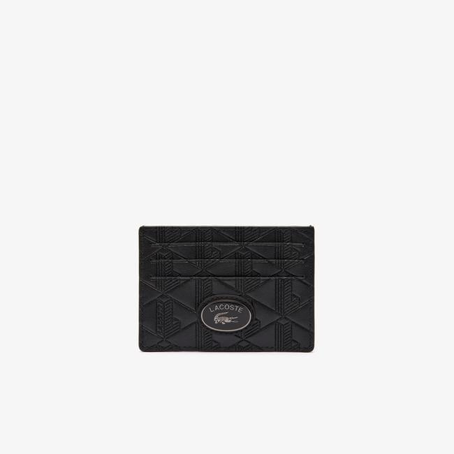  Lacoste Erkek Monogramlı Siyah Kartlık