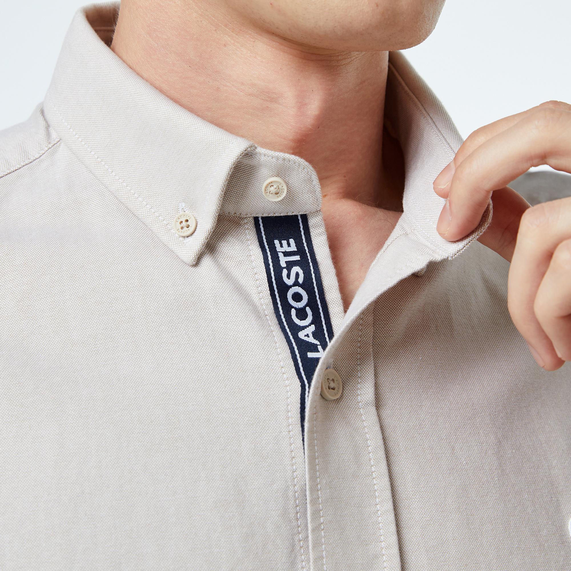 Erkek Slim Fit Düğmeli Yaka Gri Gömlek