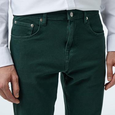 Erkek Slim Fit Koyu Yeşil Jean Pantolon