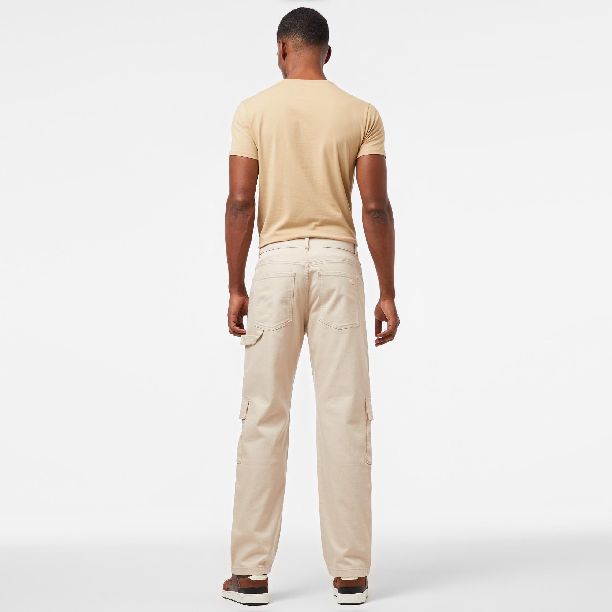 Erkek Relaxed Fit Krem Kargo Pantolon