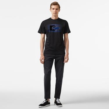  Erkek Regular Fit Bisiklet Yaka Baskılı Siyah T-Shirt