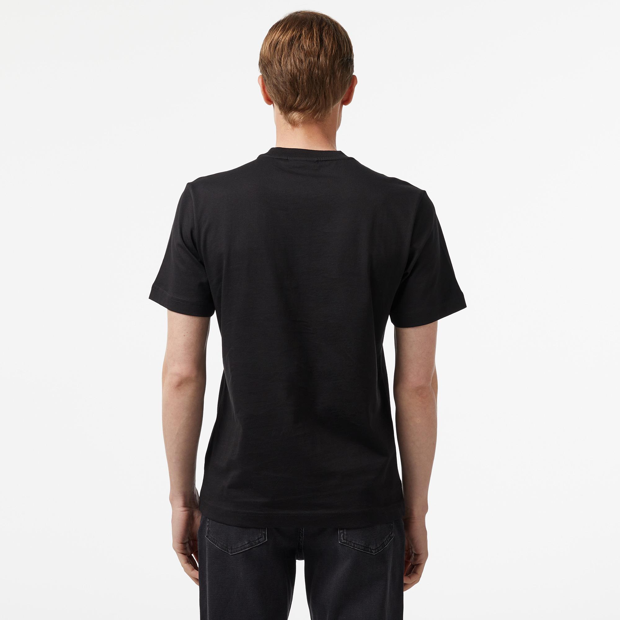 Erkek Regular Fit Bisiklet Yaka Baskılı Siyah T-Shirt