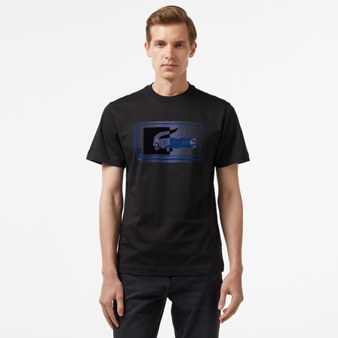  Erkek Regular Fit Bisiklet Yaka Baskılı Siyah T-Shirt