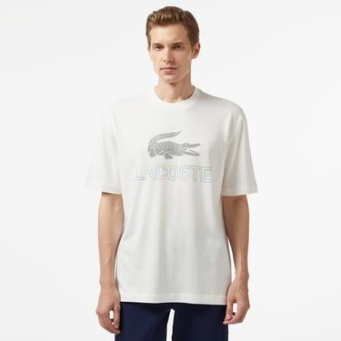  Erkek Regular Fit Bisiklet Yaka Baskılı Beyaz T-Shirt