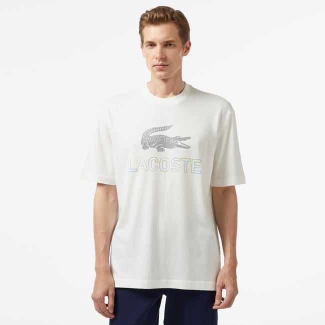  Erkek Regular Fit Bisiklet Yaka Baskılı Beyaz T-Shirt