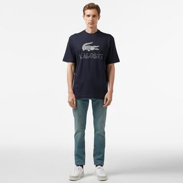  Erkek Regular Fit Bisiklet Yaka Baskılı Lacivert T-Shirt