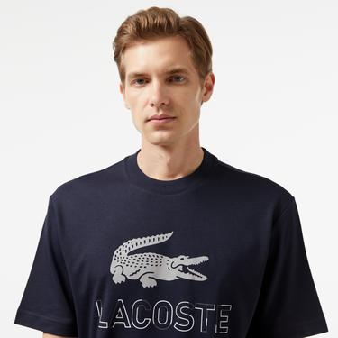  Erkek Regular Fit Bisiklet Yaka Baskılı Lacivert T-Shirt