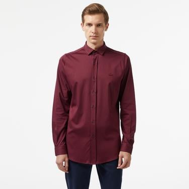  Erkek Slim Fit Bordo Gömlek