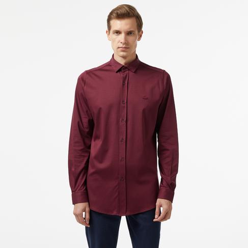  Erkek Slim Fit Bordo Gömlek