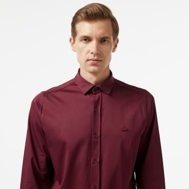  Erkek Slim Fit Bordo Gömlek