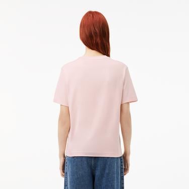 Lacoste Kadın Relaxed Fit Bisiklet Yaka Pembe T-Shirt