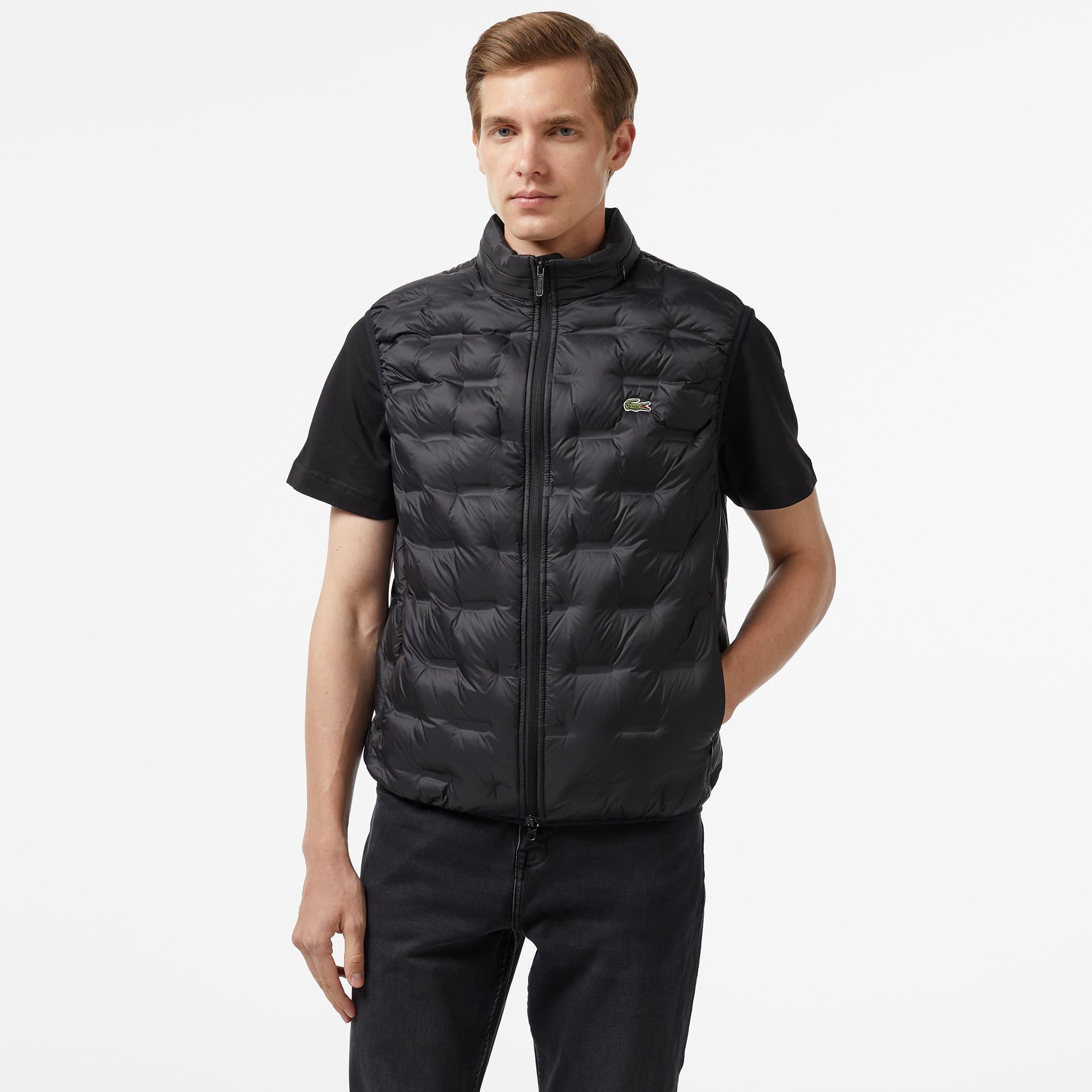 Erkek Kapüşonlu Kapitone Siyah Yelek