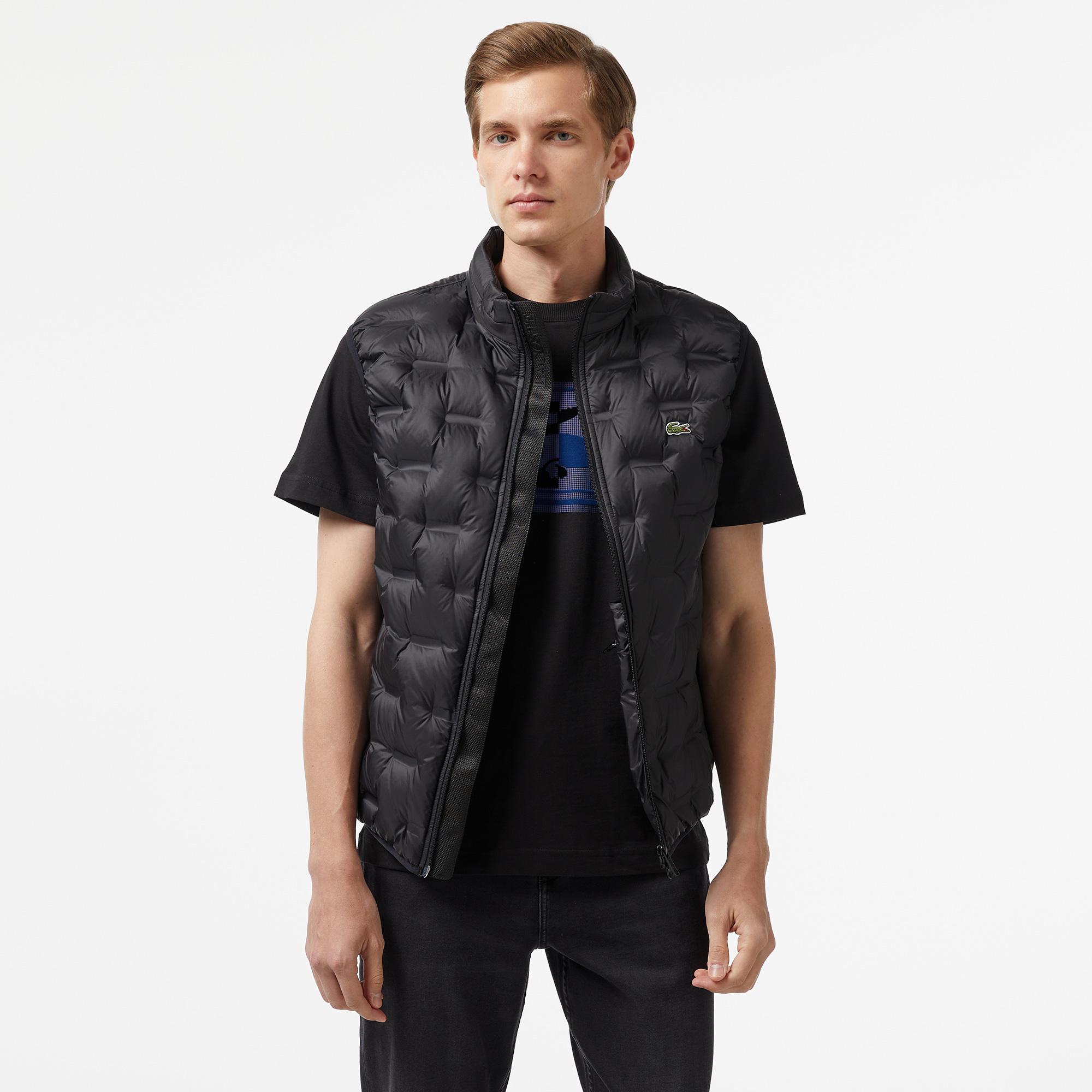 Erkek Kapüşonlu Kapitone Siyah Yelek