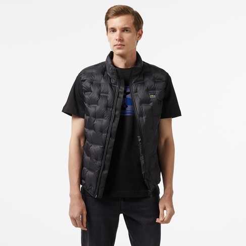  Erkek Kapüşonlu Kapitone Siyah Yelek