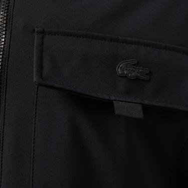  Erkek Relaxed Fit Kapüşonlu Baskılı Siyah Yağmurluk